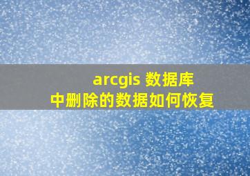 arcgis 数据库中删除的数据如何恢复